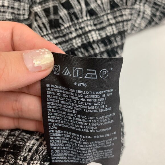 Volcom Shirred Mini Dress Womens XS Extra Small Check Plaid Square Neck Bodycon - Picture 10 of 16